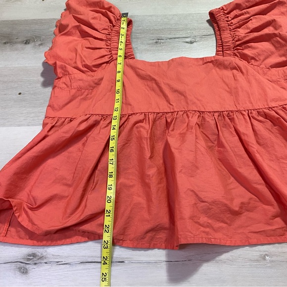 Arula Coral Cropped Flutter Scalloped Sleeve Square Neck Top, Size C (3X, 22/24) - Picture 3 of 8